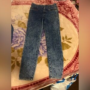 High-Rise Skinny Acid Wash Jeans in Blue